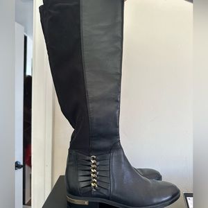 Vince Camuto Knee High boots. Mixed media leather and elastic.